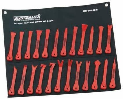 Scraper, lever and prybar set in nylon pouch, 24pc SIN-300.0020 PowerHand.