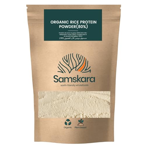 Bio Reisprotein 80% | Samskara | Bio Veganes Pflanzenproteinpulver | Zuckerfrei | Für Shakes, Smoothies, Gebäck, Joghurt und Curry | Veganes Pulver (1500 gr, Reis)