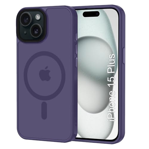 Image of iPhone 15 Plus Magsafe Hard Back Case | Matte Design & 360 Protection | Military-Grade Apple iPhone 15 Plus Cover | Strong Magnet Back - Purple