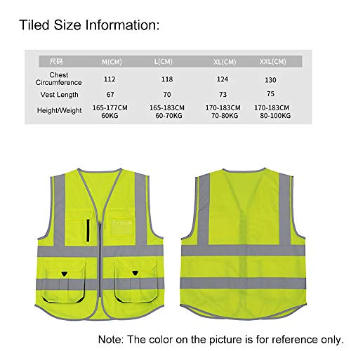 Moochy Alta Visibilidade Reflexivo Colete de Segurança Colete Refletivo Multi-bolsos Workwear Segura