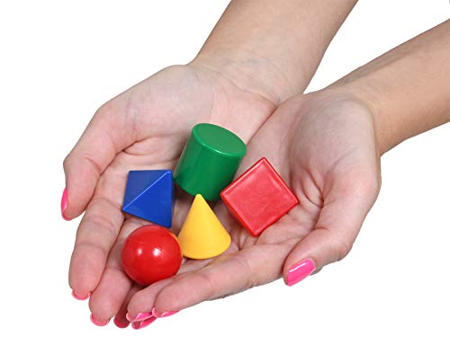 Edxeducation Mini Geometric Solids - Set Of 40 - 3D Shapes For Math & Geometry - Multicolored Math Manipulatives For Kids - 10 Different Shapes #TOP7