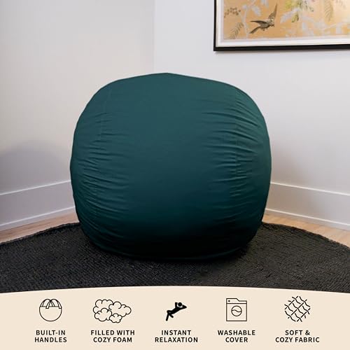 Image of Big Joe Fuf 4Ft Foam Bean Bag Chair with Removable Cover for Kids, Teens, Deep Sea Velveteen, Durable Woven Polyester, 4 Foot Large Reading and Gaming Seat | Premium Shredded Foam Filled, Velveteen, Adult-Sized Comfortable Seating, Supports Up to 300 lbs