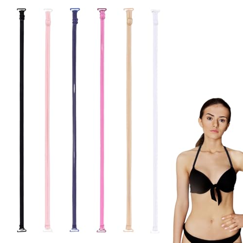 Image of FREEBLOSS 6 Pcs Halter Neck Bra Straps Replacement 6 Colors Decorative Bra Straps for Women Adjustable Halter Neck Lingerie Strap Replacement
