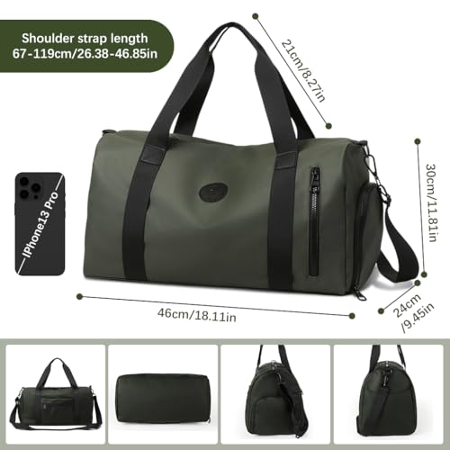 Image of GUSTAVE Gym Bag for Men with Footwear Compartment, Fashion Oxford Cloth Waterproof Duffle Bag Removable Shoulder Strap Travel Luggage Bag, 46x20x26cm