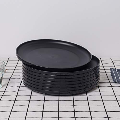 Unbreakable And Reusable 9.75-Inches Plastic Dinner Plates, Set Of 8 Black, Microwave/Dishwasher Safe, Bpa Free (8, Black) #TOP3