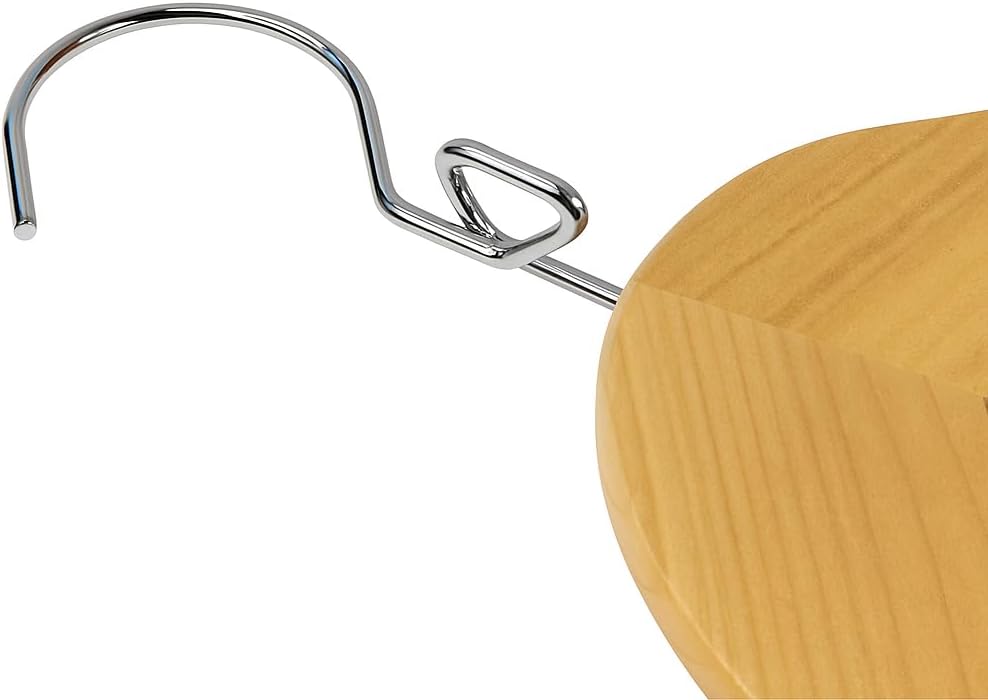 Proman Products Luxury Triad Kascade Wooden Hangers 50 Pack, Unique Triangle Ring Design, Space Saving Pants Clothes Hanger with Pants Bar and Shoulder Notches, Natural