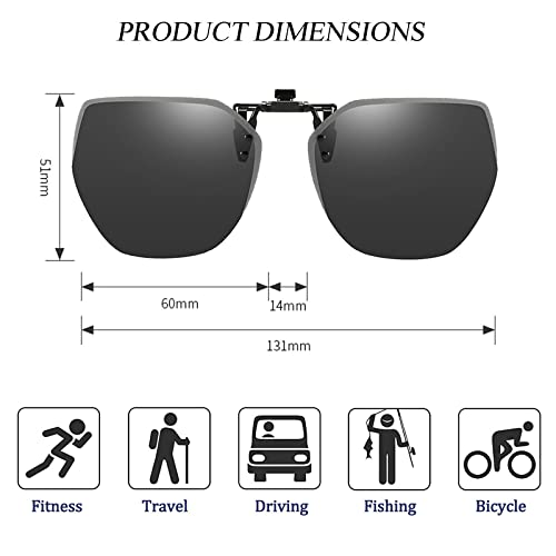 Image of Polarized Extra Large Clip-on Sunglasses Anti-Glare UV Protection Flip Up for Prescription Glasses