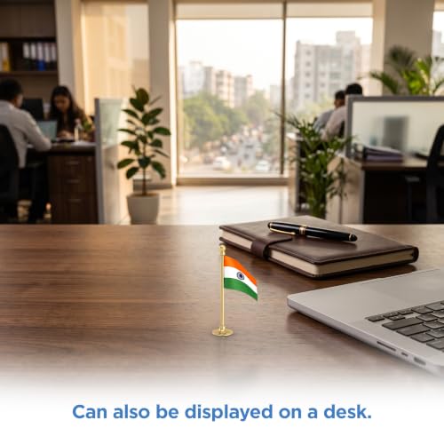 Image of The Flag Corporation Indian Car Dashboard Flag 2in x 3in With a Sublime Gold Stainless Steel Base