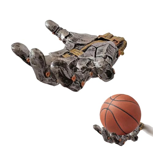 Bumtosc Mechanical Hand Wall-Mounted Ball Holder, Punk Style Resin Basketball