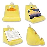 JUNQIN Tablet Pillow Stand Holder and iPad Holder Kids Tablet Holder Pillow 10.23 X 10.23 X 10.23 Inch Lap Holder for Any Tablet, Smart Phone, or Book -Yellow Duck