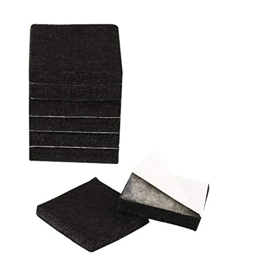 Sourcing map - Juego de 8 almohadillas de fieltro para muebles, cuadradas, 1 pulgadas, autoadhesivas, antiarañazos, para sofá, mesa, silla, pies, protector de suelo, color negro