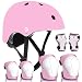 JIFAR Youth Kids Bike Helmet for Ages 3-14, Adjustable Toddler Protective Gear with Elbow Knee Wrist Pads for Skateboarding Bicycling Hiking, S Size for Girls Boys Helmet Pink