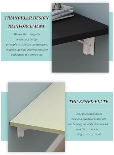 Space Saving Folding Wall Mounted Table Drop Leaf Workbench for JNHWll Spaces Red 80x50cm Ideal for Home Office Laundry Room and Crafting.