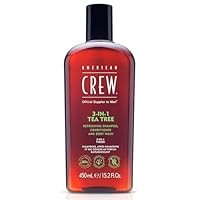 AMERICAN CREW - 3-in-1 Tea Tree Shampoo, Conditioner & Body Wash, 450ml, Pflegeshampoo und Duschgel für Männer, Produkt für die tägliche Reinigung von Körper und Haar