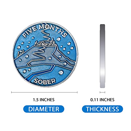 Image of The Achieve Mint 5 Months Sober Token | Five Month Sobriety Chip | Non-AA, Non-Religious Medallions for Men and Women Celebrating Sobriety