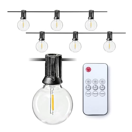 EASYmaxx Outdoor Lichterkette LED Glühlampen | 15-m-Lichterkette + 20 robuste LED-Glühlampen | 3 Leuchtmodi - Dauerleuchten, sanftes Pulsieren und Blinklicht | wetterfest und langlebig | Timerfunktion