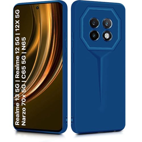 Image of WOW IMAGINE Back Cover for Realme 13 5G | Realme 12 5G | 12X 5G | Narzo 70x 5G | C65 5G | N65 | Blade Series Ultra Thin Case | Camera Protection | Soft Matte Silicone Flexible Mobile Case - Blue