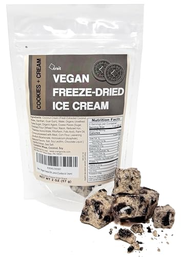 Freeze Dried Ice Cream Bites, Freeze Dried Ice Cream, VEGAN, Dairy-Free Snack, Vegan Candy, 2 Ounce (Cookies & Cream)