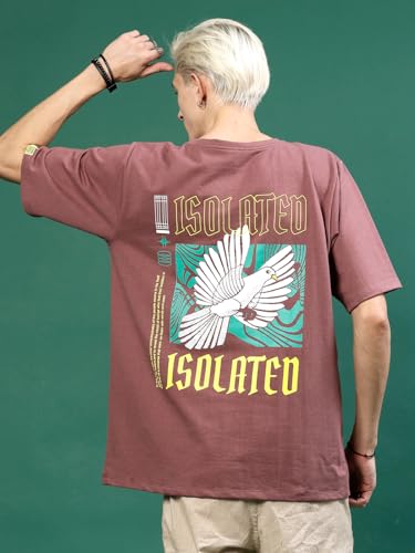 Image of Rigo Back Printed Half Sleeves Round Neck Oversized T-Shirt for Men | Drop Shoulder T-Shirt for Men | Loose Baggy Fit T-Shirt for Men