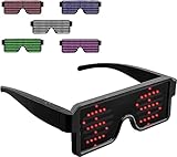 Suruid Upgrade Dynamic LED Glowing Glasses USB Rechargeable LED Light Up Glasses with Flashing Neon, 11 Patterns LED Luminous Eyeglasses for Parties, Nightclub, Halloween, Concerts-Red