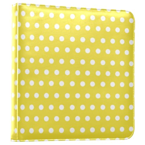 Álbum de Fotos Scrapbook Adhesivo DIY con Diseño de Lunares Amarillo y Blanco, Carpeta de 3 Anillos, 40 Páginas, 8x10 para Recuerdos miniatura 1