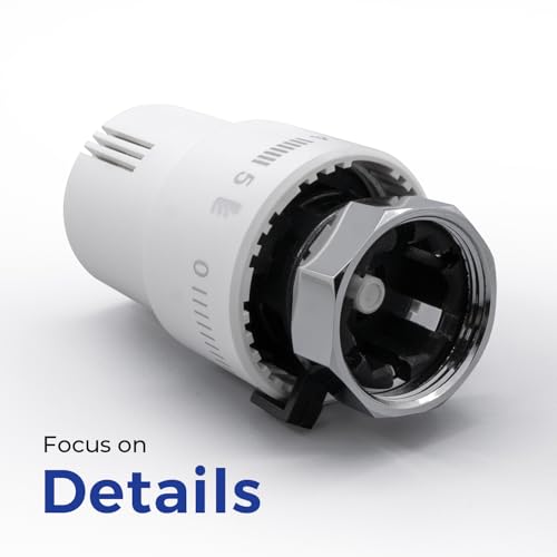 VANCOCO Thermostatkopf Heizkörperventil M30×1,5 mm, Weiß, Flüssig-Fühler, Frostschutzstellung