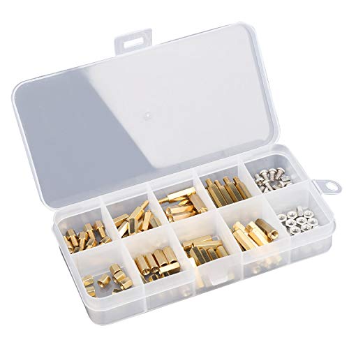 120 Stück M3 Messing Abstandshalter PCB Hex Männlich Weiblich Gewinde Abstandsbolzen Distanzhülse Schrauben Muttern Sortiert Kit für