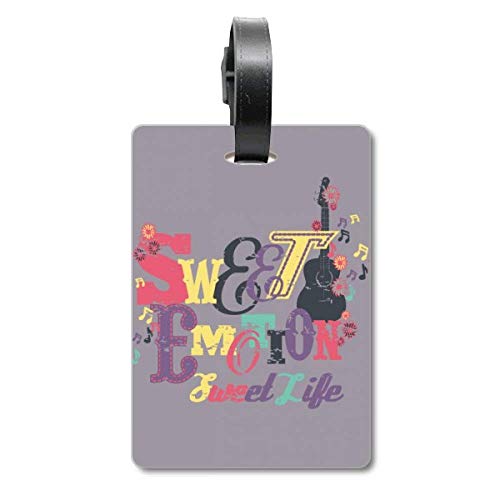 Étiquette valise voyage musique violet pour identifier rapidement vos bagages