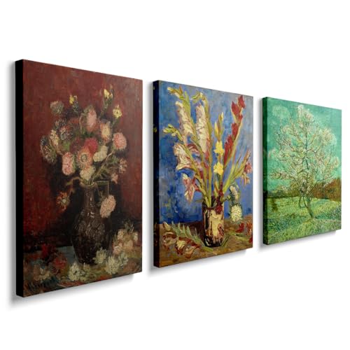 prinfantasy Canvas Wall Art Framed Prints Floral Plants Paintings Home Bedroom Bathroom Living Room Decor 3 Panel Pictures YH071