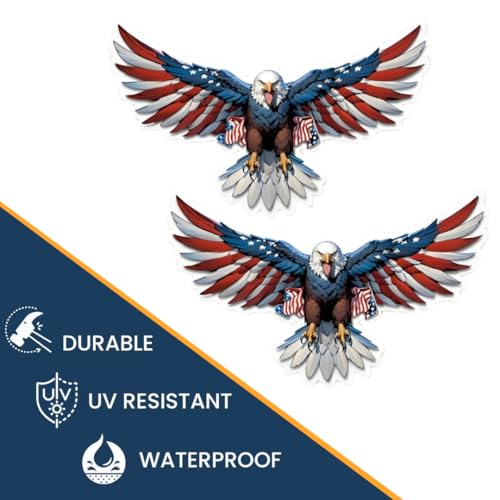 Image of American Flag Eagle Stickers, 6 x 3.5 Inches Pack of 2