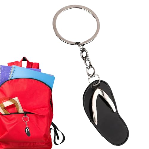 Porte-clés tongs en métal - Porte-clés et créatif en forme de pantoufle - Accessoire pour, bagages, pendentif décoratif pour femmes et hommes, drôle c, Noir, verwijzen naar de