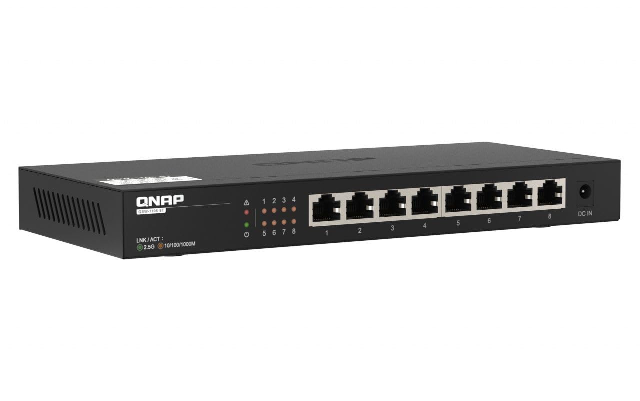 Qnap QsW-1108-8t Switch Di Rete Non Gestito 2.5g Ethernet [100/1000/2500] Nero (qnap QsW-1108-8t - Switch - Unmanaged - 8 X 10/100/1000/2.5g - Deskto