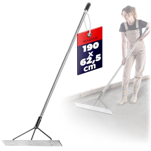 KADAX Betonverteiler aus Aluminium 62 5x9x190 cm Profilierter Teerverteiler 3-fach verstrebter Betonglätter Betonschieber (Mit Stiel)
