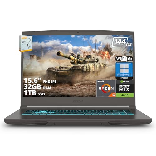 MSI Thin A15 Q[~Om[gp\R | 15.6C` FHD IPS 144Hz | AMD 6-Core Ryzen 5 7535HS | 32GB RAM 1TB SSD | GeForce RTX 4060 8GB GDDR6 | 