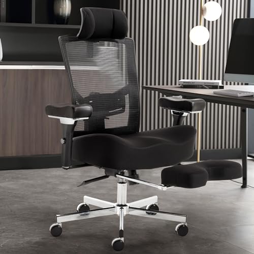 Image of Big and Tall Office Chair 700lbs with Ergonomic W Wide Thick Seat Cushion, Oversized Mesh Desk Chair with Adjustable Lumbar for Heavy People, Computer Chair with 4D Armrest Headrest Footrest