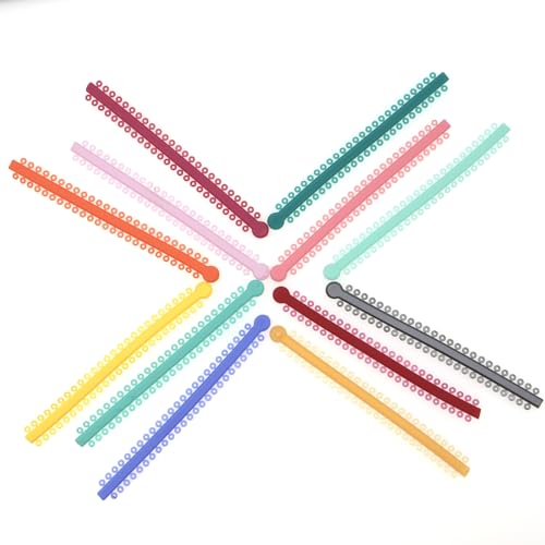 Image of 1000 Ties Orthodontics Dental Ligature Ties Elastic Mixed Color Bands for Brackets Braces Orthodontics Treatment
