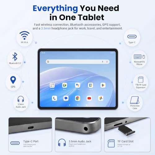 Image of Tablet 11 inch, Android 16 Tablet with Keyboard, Black