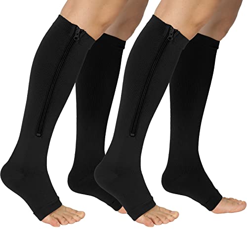 Image of Ktinnead 2 Pairs Zipper Compression Socks for Women Men