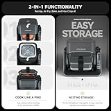 Astralship 2-in-1 Glass Air Fryer & Grill Combo, 4.2 QT + 1.3 QT Capacity, 7 Digital Presets, Small, Non-Toxic See-Through Glass Bowl, Low-Oil Healthy Cooking, Easy to Clean, Multi-Function Design
