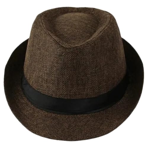 Chapeau de paille respirant et chapeau de soleil unisexe à bords courts couleur café x6