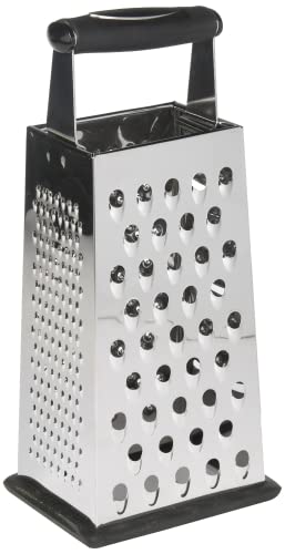 4 Sided 10" Box Cheese Grater (Premium Strength Stainless Steel) - Soft Ergonomic Handle With Non-Slip Bottom - Perfect For Grading Cheeses, Fruits, Vegetables, Chocolates, More! #TOP23