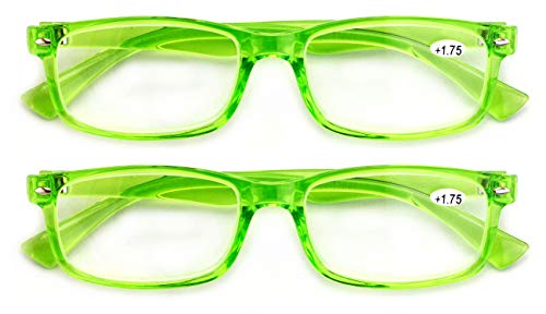 Image of 2 Pairs Casual Rectangular Reading Glasses - Stylish Simple Readers Rx Magnification Transparent Blue Red Clear