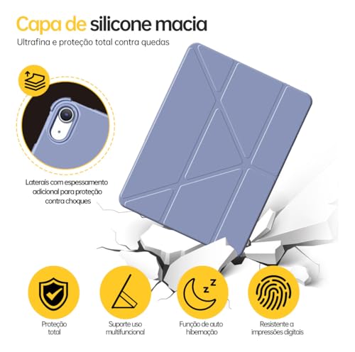 Capa para Ipad Silicone 7 8 9 Geração Case com Multi Funções 10.2 Suporte para Caneta Magnético (Rox