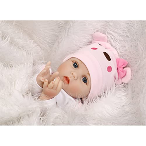 Cakunmik Reborn Baby Dolls Mädchen 22 Zoll mit offenen Augen, realistische weiche Silikon-Neugeborenen-Babypuppe, echtes… – Bild 7