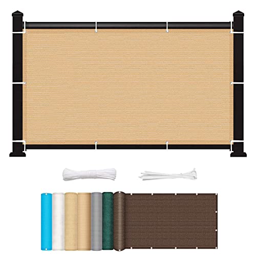 Balkon sichtschutz 120 x 600 cm Reißfest UV-Schutz atmungsaktiv Sichtschutzmatte Sichtschutzzaun mit Ösen und Kordel für Balkon Terrasse Garten, Beige