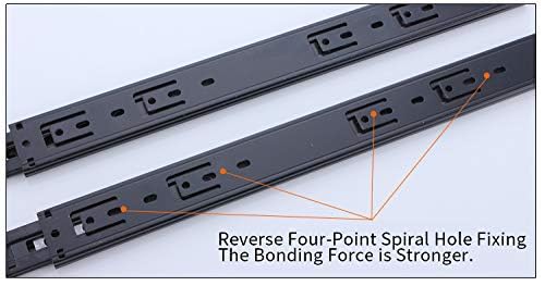 Drawer Slides 14 Inch Ball Bearing Full Extension 3 Section Slide Track Mounting Drawer Runners Slider for Cabinet Home Furniture, 2 Pack(Black 14 Inch) - Thumbnail 6