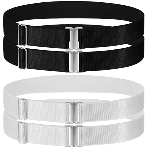 Oruola Lot de 2 paires de jarretières élastiques, jarretelles réglables métal, pour fête, bal, punk gothique, noir et blanc