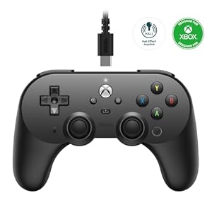 8Bitdo Pro 2 Wired Controller for Xbox, Hall Effect Joystick Update, 3.5mm Audio Jack, Compatible with Xbox Series X|S, Xbox One, Windows 10/11 – Officially Licensed (Black)