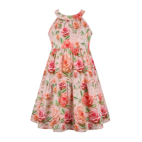 Baby Girls 3D Rose Floral Dress Princess Sleeveless Beach Sundress Cute Birthday Photo Outfit