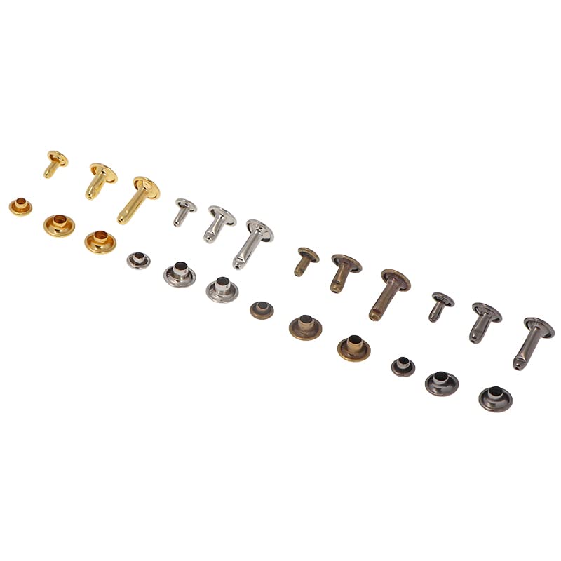 Remaches de doble tapa de cuero de cobre 480/360/240X, Kits de herramientas de fijación de pernos metálicos tubulares, remaches artesanales para ropa, pernos para tela con Box-480pcs
